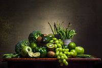 Green! Classic still life with green vegetables and fruit