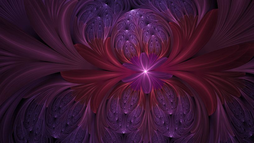 Fractale Bloem in Paarse Tinten von Jasper de Brouwer