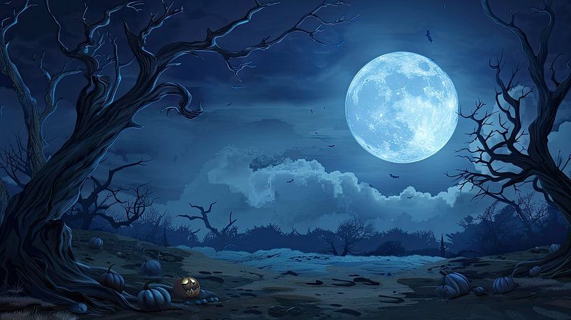 "Nacht unter dem Vollmond - Halloween Kunst" von fredi arlangga