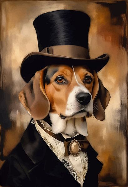Beagle-Hund im viktorianischen Kleid von MIROKKU