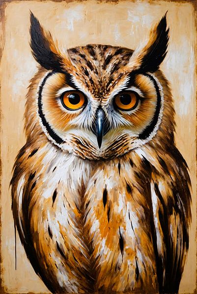 Vintage Porträt einer Eule von Art & Soul Creations