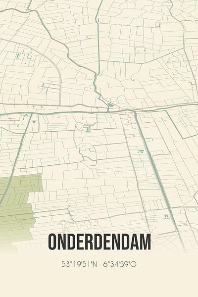 Vintage map of Onderdendam (Groningen) by Prints of Place