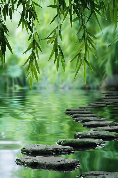 Jardin zen - Pierres méditatives dans l'eau par Poster Art Shop