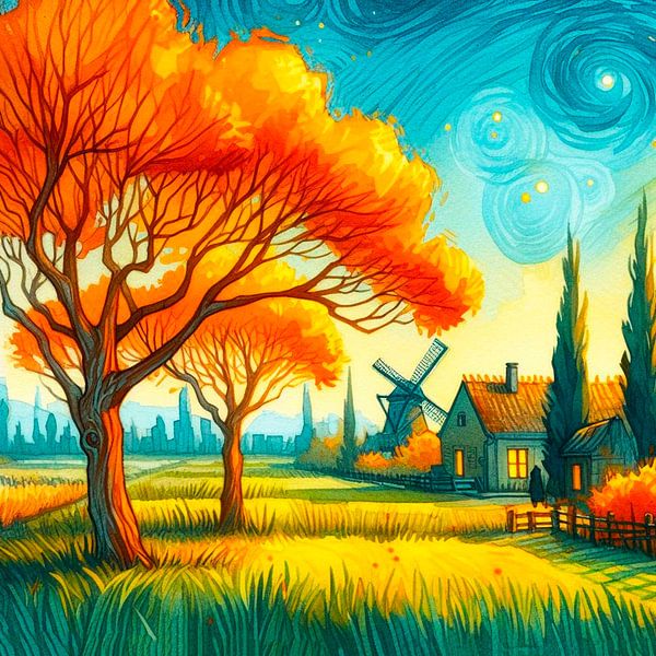 Paysage abstrait dans le style de van Gogh. par Ineke de Rijk