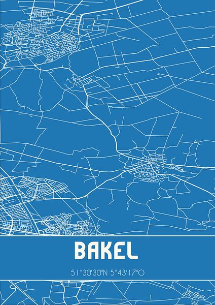 Blueprint | Carte | Bakel (Brabant du Nord) par Affiches de lieux