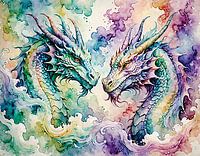 Dragons in watercolour