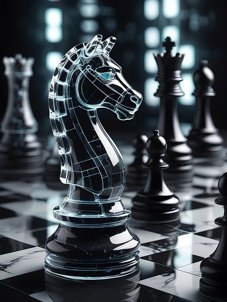 Pièces d'échecs intemporelles en verre et en lumière par Bart Veeken