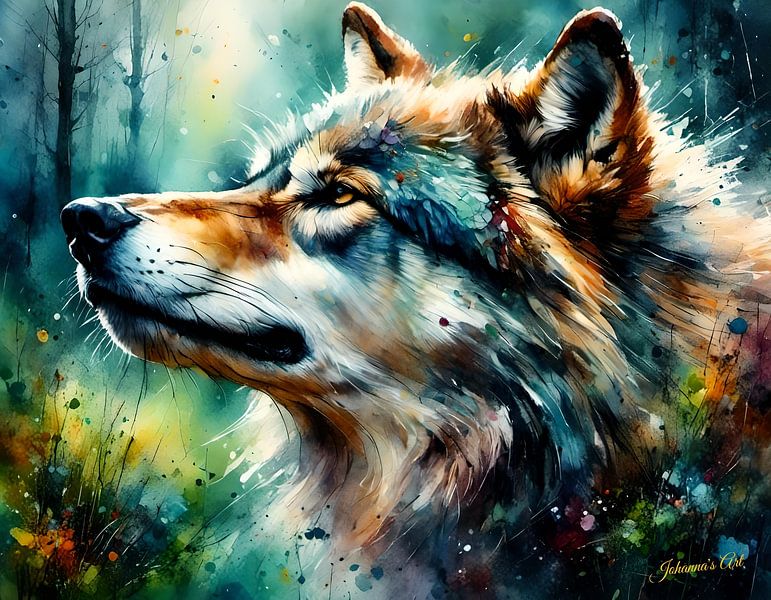La faune et la flore en aquarelle - Loup 2 par Johannas Art Creations