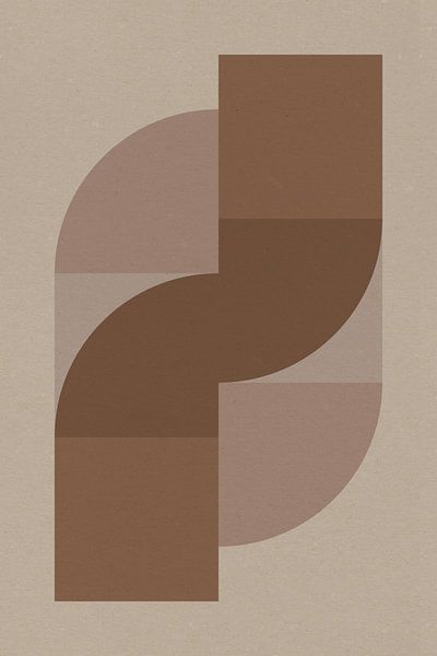Art géométrique abstrait moderne de style rétro en brun et beige No 16 par Dina Dankers