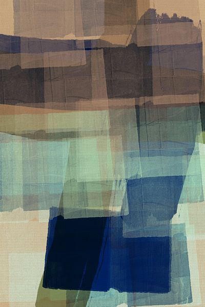 Formes et lignes abstraites modernes et colorées dans les tons cobalt et terre de sienne par Dina Dankers