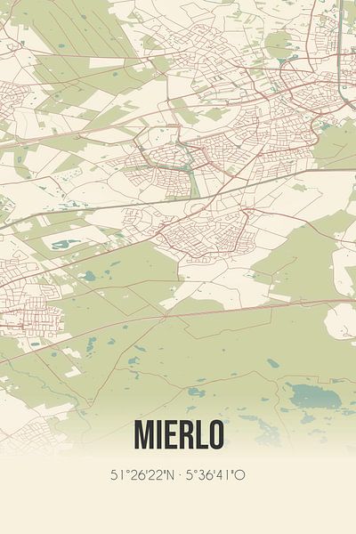 Carte ancienne de Mierlo (Brabant du Nord) par Affiches de lieux
