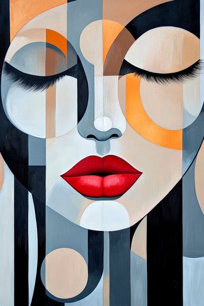 Gesicht der Stille – Farbenspiel  Kunstvoller Traum – Geome von Poster Art Shop