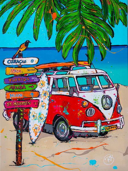 VW-Bus am Strand von Happy Paintings / Renata Rolefes