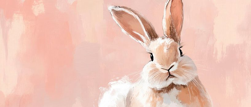 Doux lapin sur fond de pastels délicats par Poster Art Shop