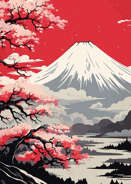 Peinture japonaise abstraite Ukiyo par Mason Scott