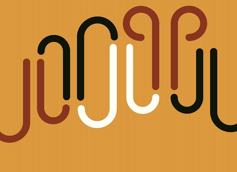 Nordische Retro Geometrie Orange Gold von Mad Dog Art