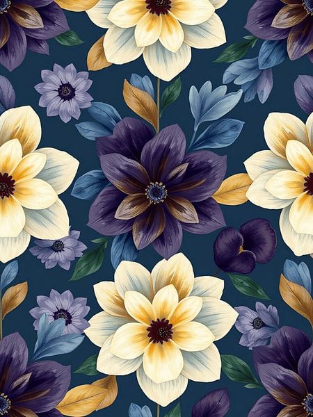 "Midnight Garden: A Symphony of Blooming Beauty" by Artistic