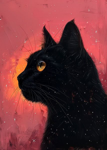 Schwarze Katze im Weltraum 1 #Katze von JBJart Justyna Jaszke