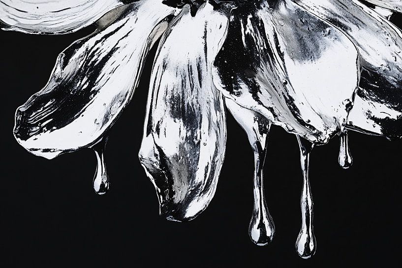 Fleur noire et blanche avec gouttes par Art & Soul Creations