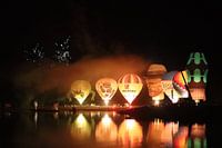 Hot air balloons with fireworks show
