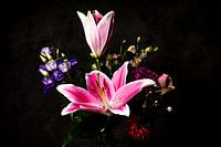 Flowers against black background