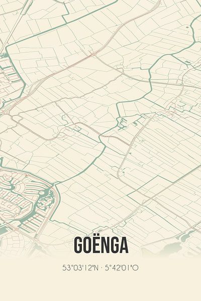 Vintage map of Goënga (Fryslan) by Prints of Place