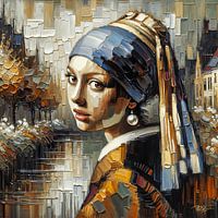 Modernes Mädchen mit der Perle I Johannes Vermeer Impasto