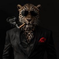 Leopard mit Zigarre und Sonnenbrille
