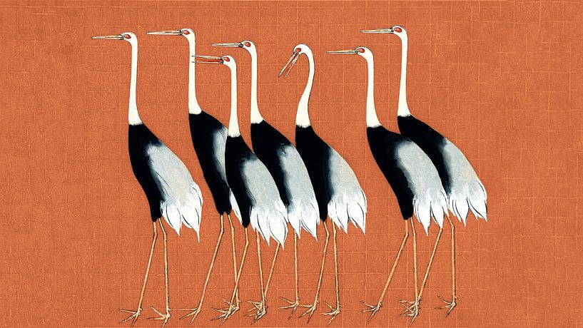 Japon Grues sur rouille par Mad Dog Art