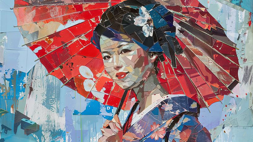 Geisha avec parasol par Egon Zitter