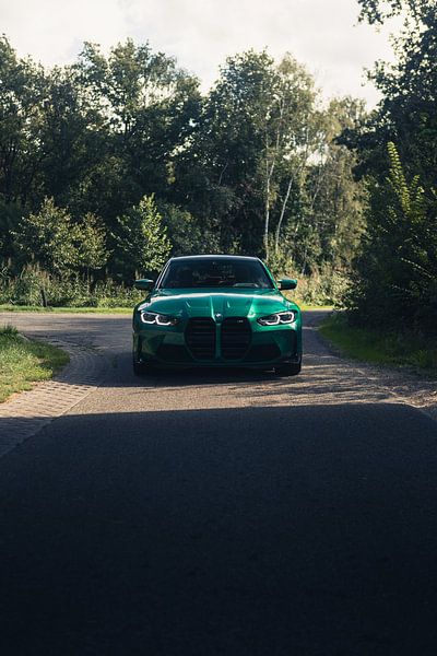 Green BMW M3 G80 in a Peaceful, Forest Setting by Sebastiaan van 't Hoog