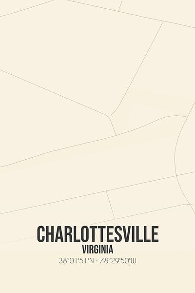 Carte ancienne de Charlottesville (Virginie), Etats-Unis. par Affiches de lieux