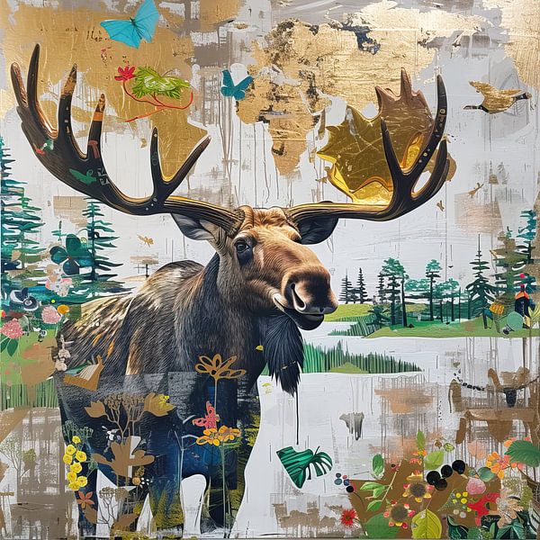Malerei Elch Natur von Kunst Laune