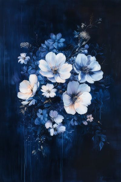 Nachtblüte Eleganz in Indigo von Eva Lee