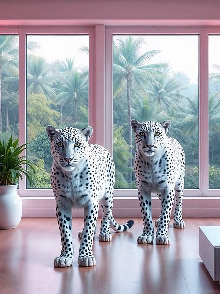 White leopards *photomontage - no domestic cats by Liona Toussaint