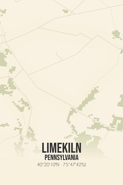 Carte ancienne de Limekiln (Pennsylvanie), USA. par Affiches de lieux