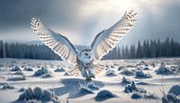 Chasse à la neige : le harfang des neiges en vol majestueux