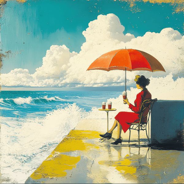 Vintage Dame am Strand von LidyStuit