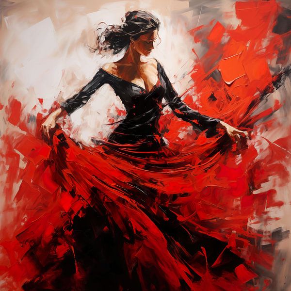 Spanish Flamenco dancer in red and black by Lauri Creates