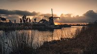 Moulin hollandais au coucher du soleil