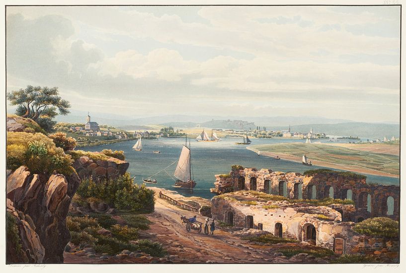 View of Neuwied taken near the ruin of Fredericstein named Teufelstein, Johann Ludwig Bleuler by Masterful Masters