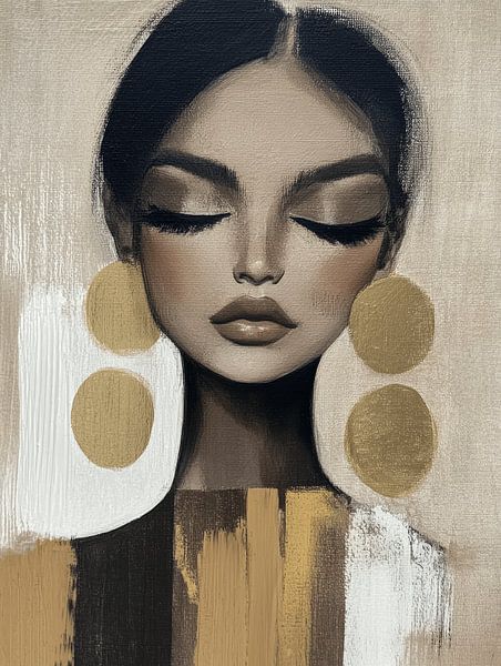 Portrait moderne dans des tons de terre avec des accents dorés par Studio Allee