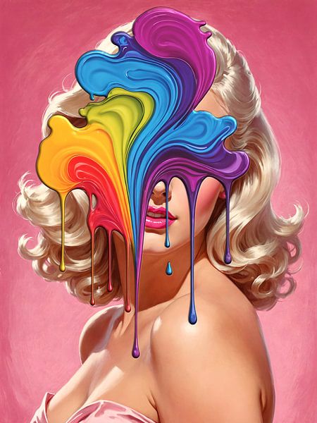 Une femme blonde rencontre une bombe de peinture par Hilde Remerie Photographie et art numérique