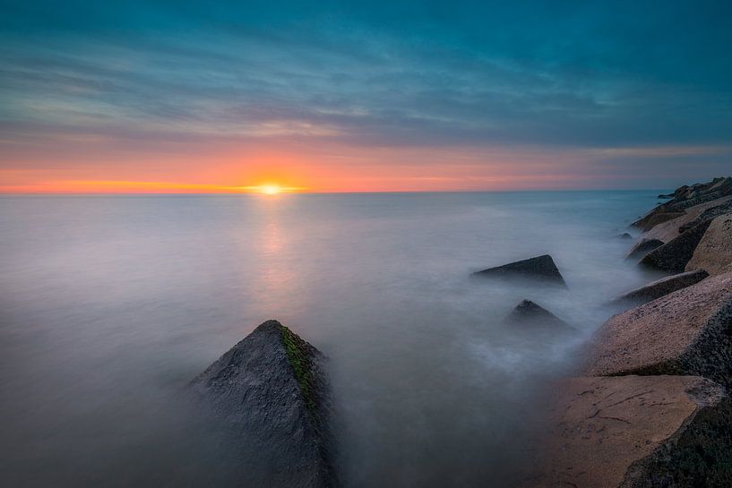 Jetée de Scheveningen et soleil couchant par Original Mostert Photography