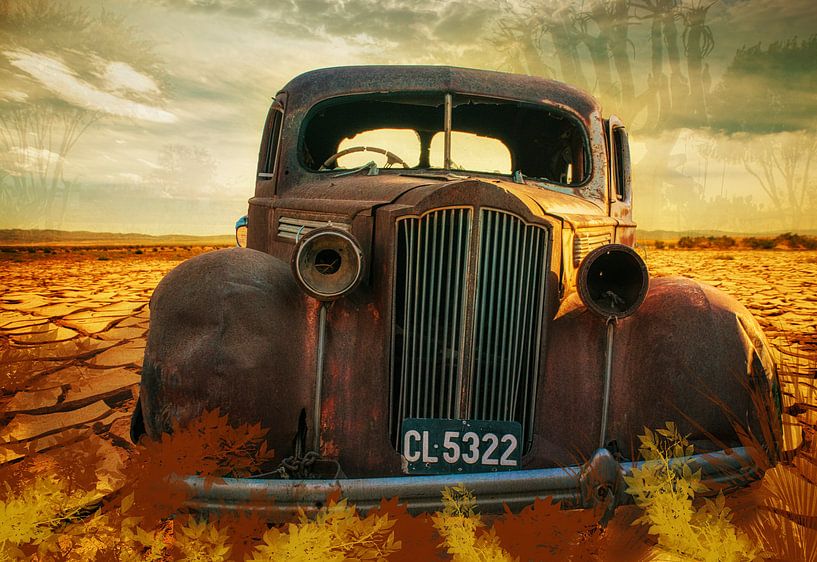  Voiture rouillée dans le désert, de la Namibie par Rietje Bulthuis
