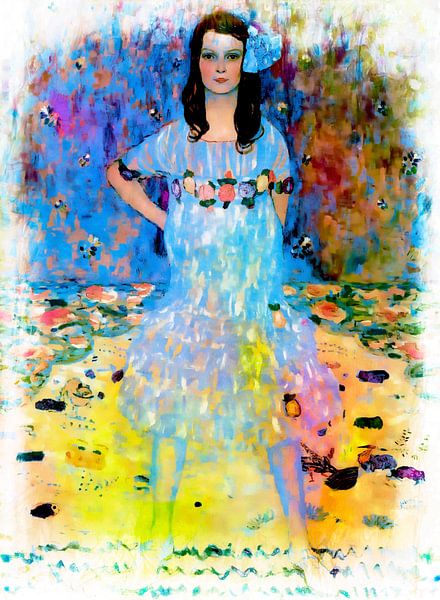 Inspiriert von Gustav Klimt Pop Art Blau Gelb von FRESH Fine Art