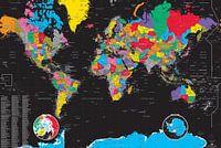 Carte du Monde ambiance COLOR & BLACK (mise à jour 2025)