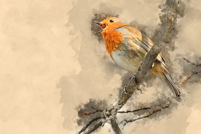 Rotkehlchen was singst du früh (Bild) von Art by Jeronimo