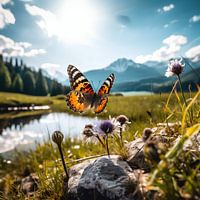 Papillon dans un paysage de montagne