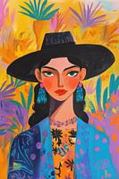 Gouache fashion portrait Mexican